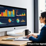 Home 22 고객의 구매 여정을 고려한 타겟팅 전략 - A professional digital marketing workspace showing a Hispanic businesswoman analyzing segmented audi...