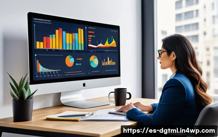 고객의 구매 여정을 고려한 타겟팅 전략 - A professional digital marketing workspace showing a Hispanic businesswoman analyzing segmented audi...
