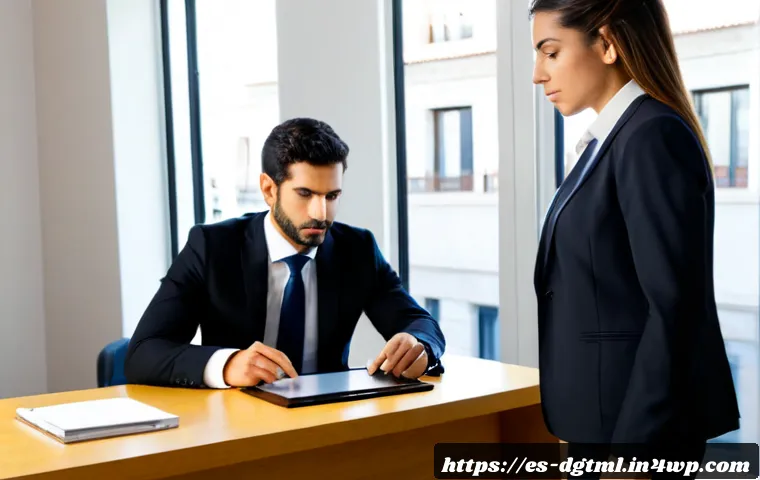 디지털 광고 타겟팅의 법적 이슈 - Photorealistic modern legal consultation in a bright Madrid office, Spanish marketing professional r...